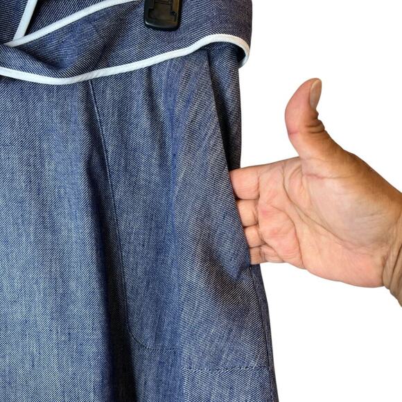 TALBOTS Chambray Blue Linen Blend Midi Skirt Size 14 - Picture 10 of 16